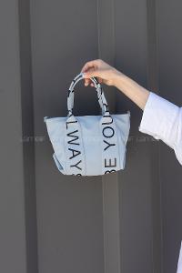 Lamelif Organik Kanvas Kumaş Çapraz Kadın Çanta Buz Mavisi