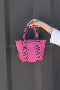 Lamelif Organik Kanvas Kumaş Çapraz Kadın Çanta Fuşya