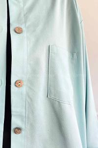 Light Blue Shirt Collar Long Arm Cotton Fabric Unprinted Shirt