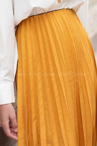 Ocher Cotton Fabric Unprinted Pleated Skirt