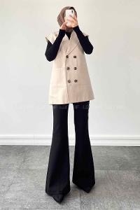 Stone Shirt Collar Zero Arm Linen Jacket