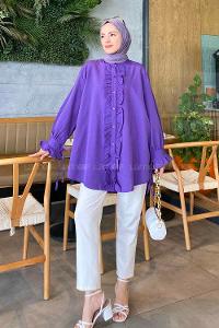 lores Fırfırlı Tunik Mor