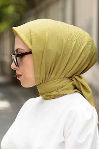 Lamelif Krinkıl Eşarp Yağ Yeşili