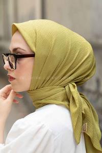 Lamelif Krinkıl Eşarp Yağ Yeşili