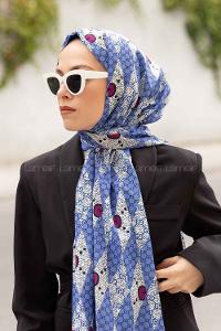 Lamelif Gücci Desen Mos Serisi Şal Gök Mavi