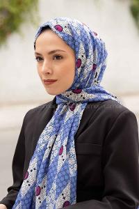 Lamelif Gücci Desen Mos Serisi Şal Gök Mavi