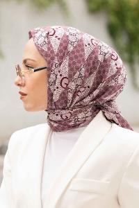Lamelif Gücci Desen Mos Serisi Şal Gül Kurusu