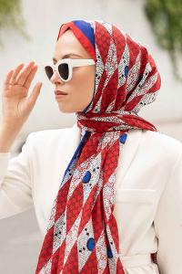 Lamelif Gücci Desen Mos Serisi Şal Kırmızı