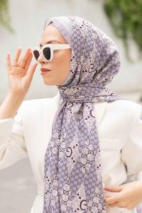 Lamelif Gücci Desen Mos Serisi Şal Leylak