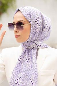 Lilac Crepe Fabric Striped Shawl