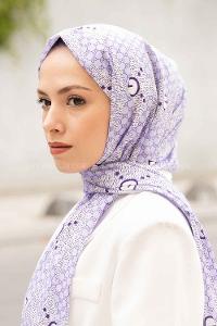 Lilac Crepe Fabric Striped Shawl