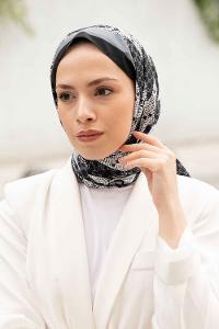 Black Ecru Crepe Fabric Striped Shawl