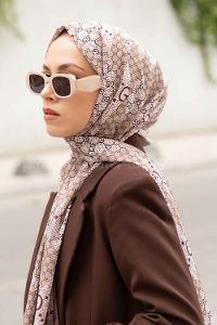 Mink Pomegranate Crepe Fabric Striped Shawl