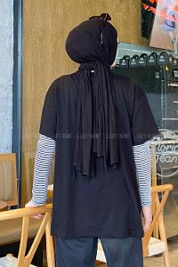 Black Crew Neck Short Arm Cotton Printed T-shirt