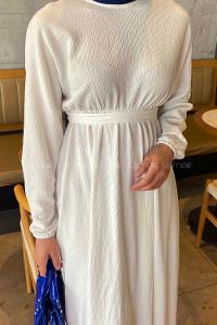 White Crew Neck Cotton Fabric Unprinted Dresess