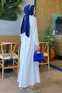 White Crew Neck Cotton Fabric Unprinted Dresess