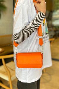 Orange Buckle Skin Hand Bag Bag