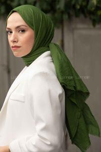 Nefti Green Cotton Fabric Viscose Fabric Straight Shawl