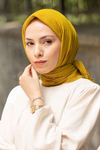 Oil Green Cotton Fabric Straight Scarf