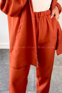 Tile Hood Neck Long Arm Without Accessories Cotton Regular Trousers Comfortable Suit
