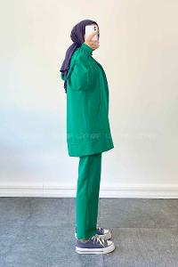 Emerald Green Hood Neck Long Arm Without Accessories Cotton Regular Trousers Comfortable Suit