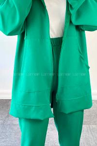 Emerald Green Hood Neck Long Arm Without Accessories Cotton Regular Trousers Comfortable Suit