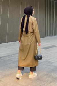 Lamelif Hector Çentik Yakalı Trençkot Haki