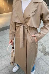 Lamelif Hector Çentik Yakalı Trençkot Vizonrengi