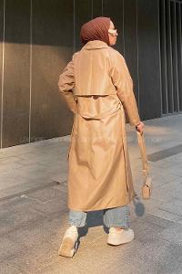 Lamelif Hector Çentik Yakalı Trençkot Vizonrengi