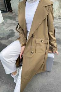 Lamelif Pelican Ön Düğmeli Trençkot Haki