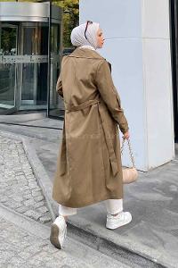 Lamelif Pelican Ön Düğmeli Trençkot Haki