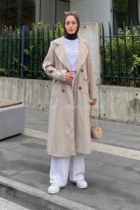 Stone Long Arm Cotton Trench Coat