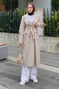 Stone Long Arm Cotton Trench Coat