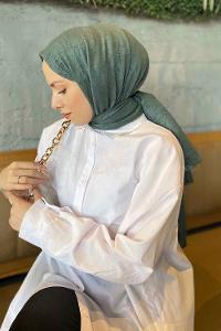 Nefti Green Yellow Cotton Fabric Straight Shawl