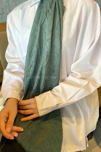 Nefti Green Yellow Cotton Fabric Straight Shawl