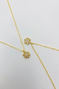 Lamelif Gold Beyaz Kar Tanesi Detaylı Zirkon Kolye