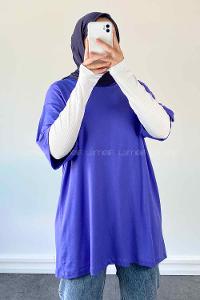 Lilac Medium Crew Neck Short Arm Combed Fabric Unprinted T-shirt