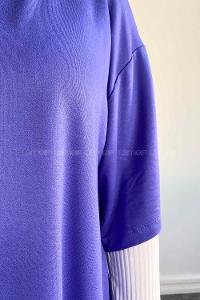Lilac Medium Crew Neck Short Arm Combed Fabric Unprinted T-shirt