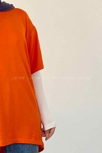 Orange Medium Crew Neck Short Arm Combed Fabric Unprinted T-shirt