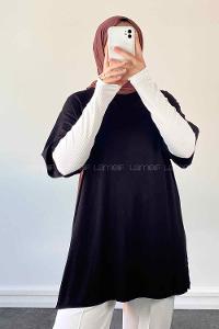 Black Medium Crew Neck Short Arm Combed Fabric Unprinted T-shirt