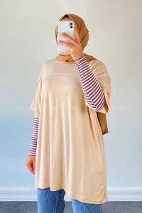 Lamelif Gratuit Düz Penye Taş rengi