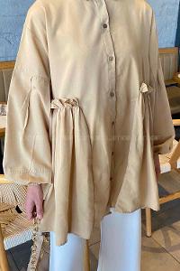 Lamelif Lopez Balon Kol Tunik Sütlü Kahve