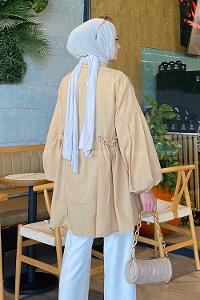 Lamelif Lopez Balon Kol Tunik Sütlü Kahve