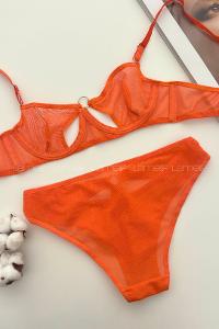 Orange Cotton Fabric Underwire Unsupport 