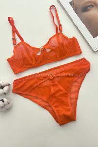 Orange Cotton Fabric Underwire Unsupport 
