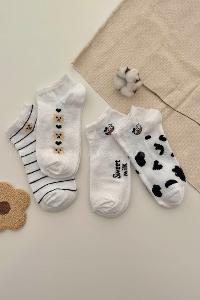 Lamelif  4li Sevimli Patik Çorap