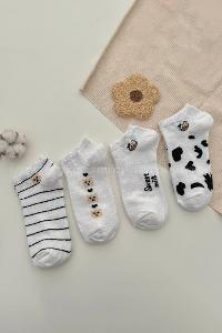 Lamelif  4li Sevimli Patik Çorap