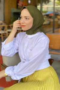 Lamelif Bürümcük Eşarp Asker Yeşili