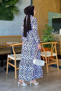 Black Shirt Collar Cotton Printed Dresess