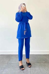 Saxe Crew Neck Long Arm Without Accessories Crepe Fabric Trousers Comfortable Suit